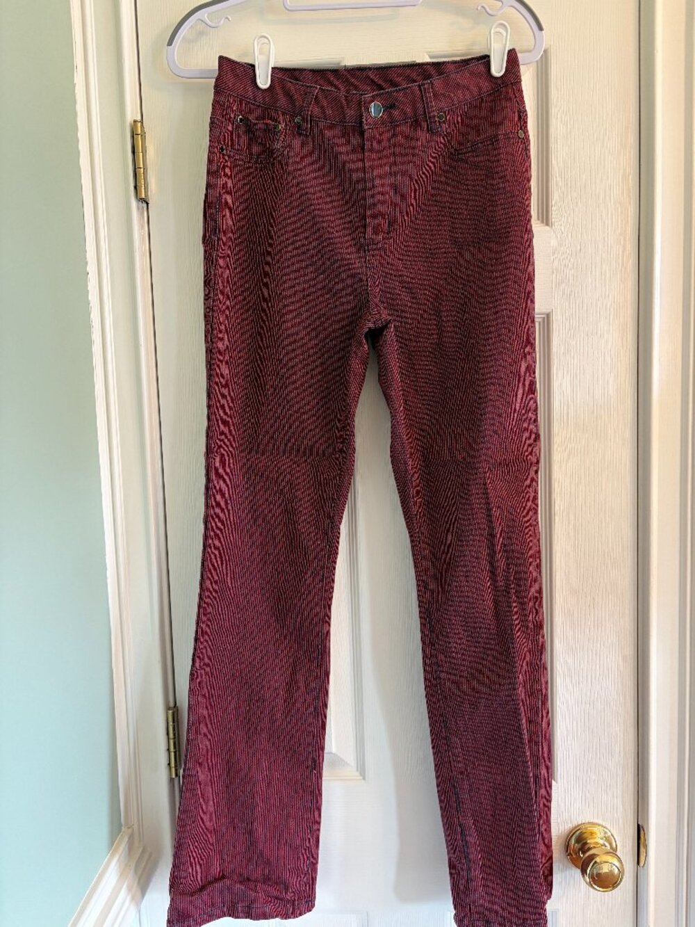 Vintage 1980's pinstripe blue red DG2 Diane Gilman Jeans Size 6
